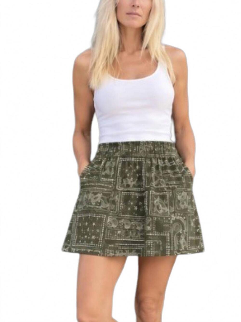 NEW KRIMSON KLOVER sun valley mini skort in olive bandana